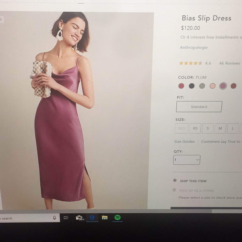 ISO Anthropologie Bias Slip Dress in plum